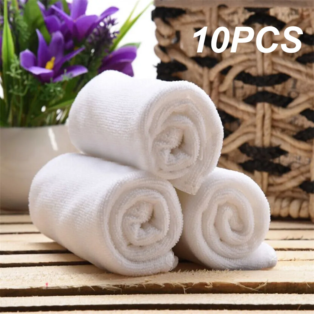 

Белое ультрамягкое полотенце из микрофибры для лица, 10 шт., банное полотенце для отеля, полотенце для мытья рук, портативное махровое полоте...