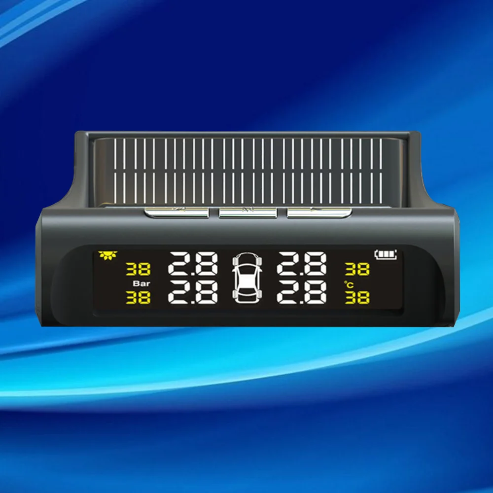 

Smart Car TPMS Tyre Pressure Monitoring System Solar Power Charging Digital LCD Display Auto Alarm System ( Internal)