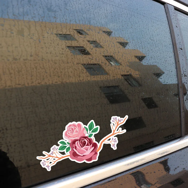 

Beautiful Flowers Car Stickers Accessories Bumper Window To Cover Scratches Sunscreen Waterproof PVC.16.7*7.2CM