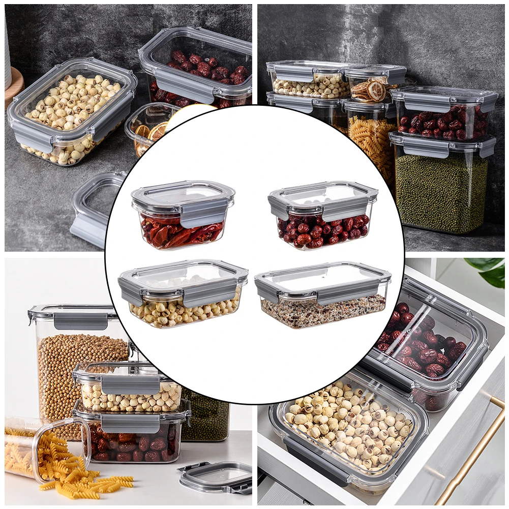 380/880/1250/2600 мл Еда контейнер для хранения Кухня органайзер кладовки замок