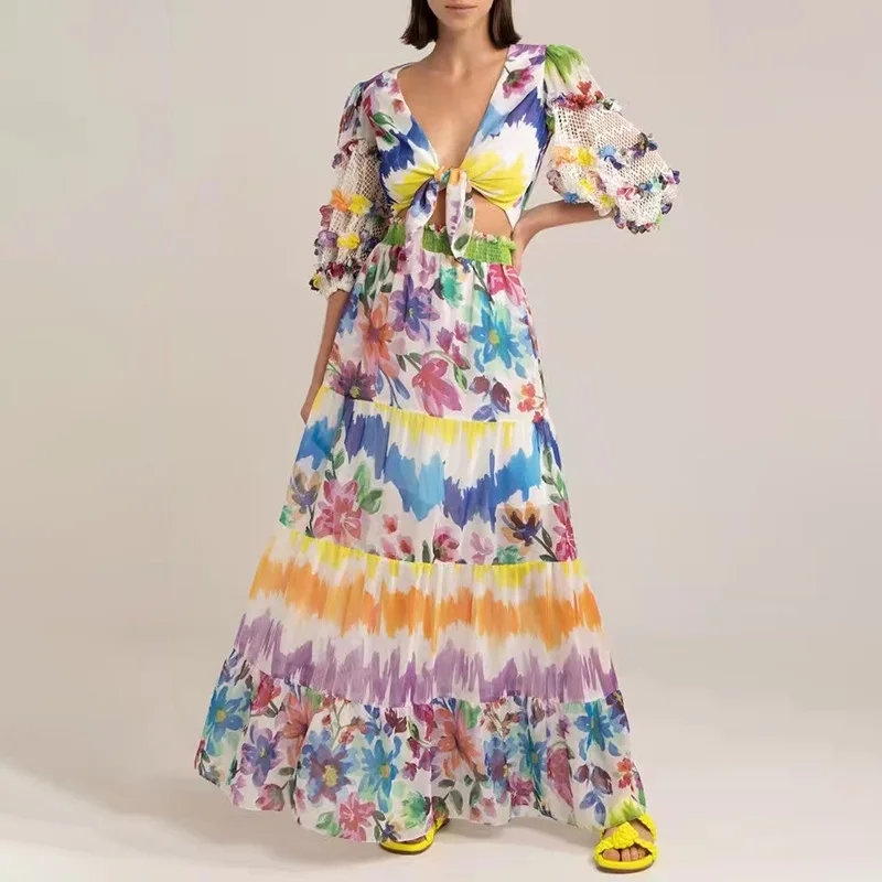 

Miingstyle2022 New Style V-neck Chiffon Blouse High-waisted Long Sleeve Half Skirt Elegant Sexy Two Piece Dress