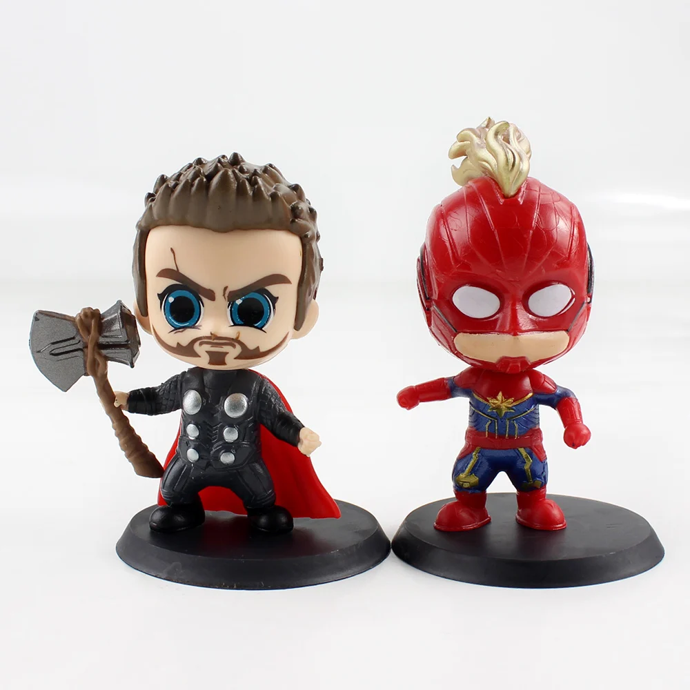 8pcs/Set 8cm Marvel Avengers Spiderman Hulk Thanos Thor PVC Action Figure Mini Decoration Model Toys Dolls Kids Gift Brinquedos - купить по
