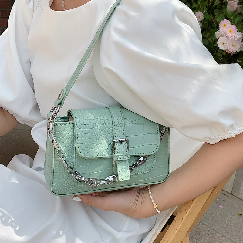 

High Quality Ladies Brand Designer Stone Pattern Chain Handbag 2021 Summer New Style Korean Fashion One-shoulder Underarm Bag