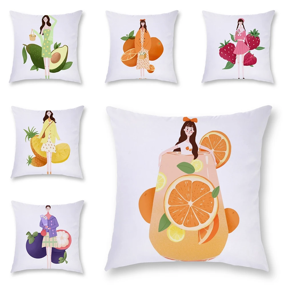 

Cute Cartoon girl Polyester Pillow Case Throw Cushion Cover Home Sofa Car Decor New Nordic Pink Girls Geometric Cushion Cases