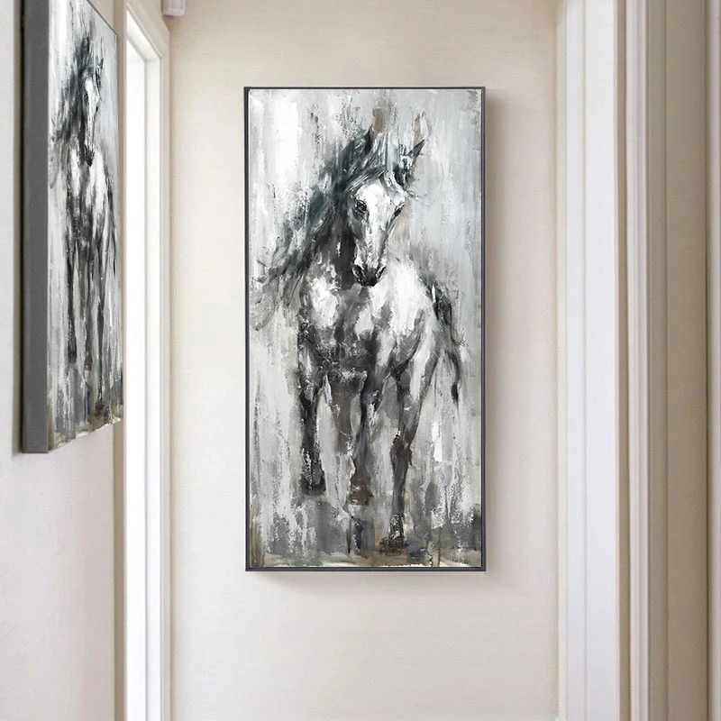 Настенная живопись постер с бегущей лошадью напечатанная вручную картина маслом