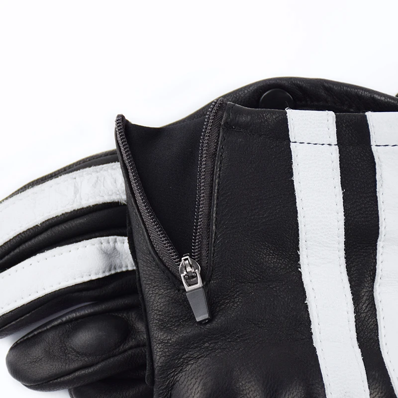 

Genuine Leather Motorcycle Gloves Winter Touch Screen Waterproof Tactical Motocross Riding White Striped Sheepskin Gloves Mens