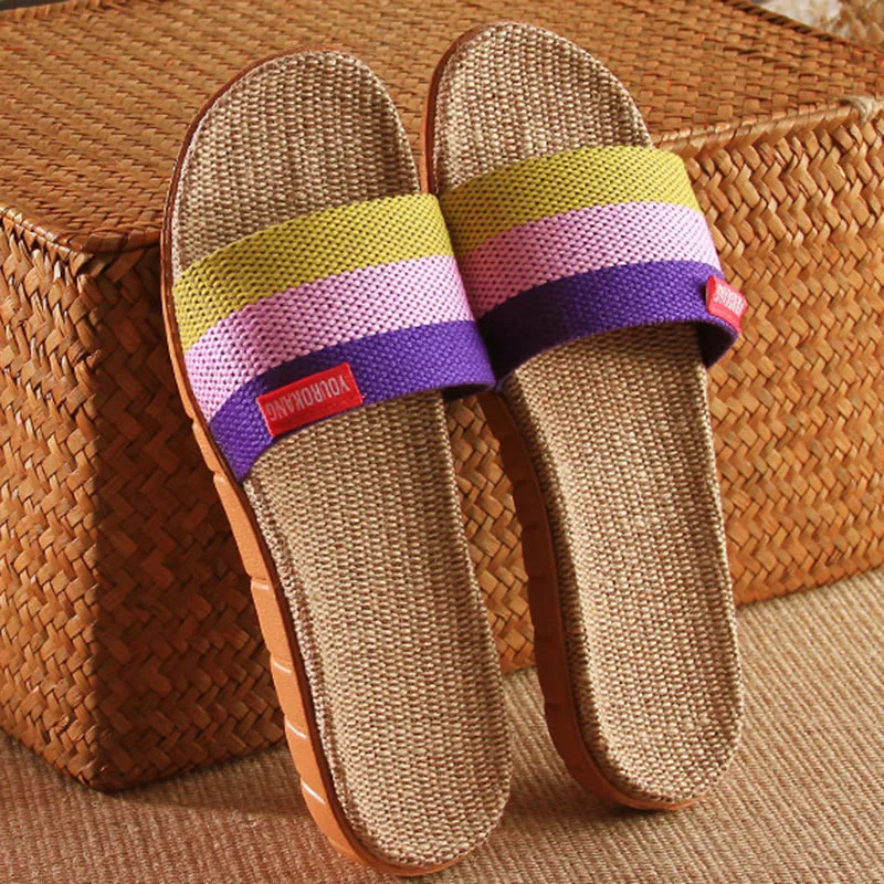 Женские пляжные туфли Вьетнамки летние сандалии Новинка 2019 года Льняные тапочки