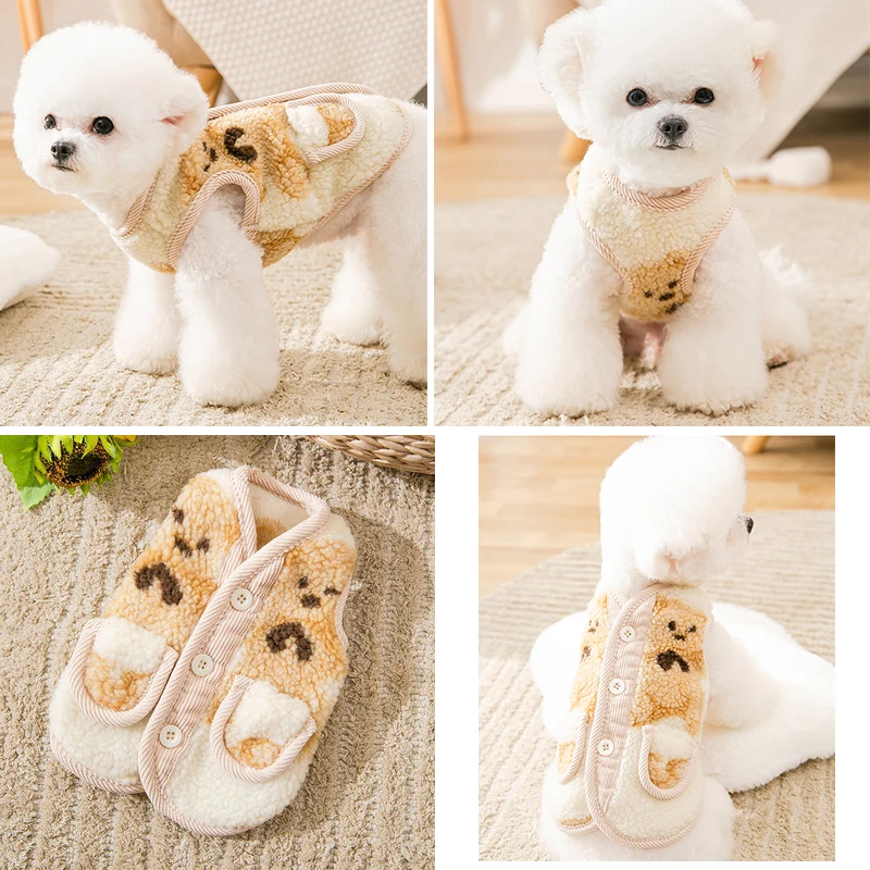 

Autumn and Winter Bear Printed Dog Cardigan Cotton-Padded Jersey Cardigan Vest Clothing For Small and Medium-Sized Dogs Pet