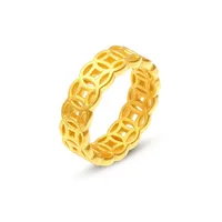 PURE 999 24K YELLOW GOLD RING MEN'S COIN RING BAND WEDDING RING BAND