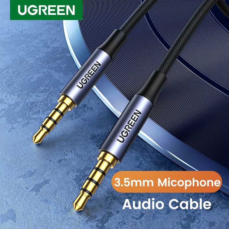 UGREEN 3.5mm Aux Cable 4 Pole TRRS 4-Conductor Auxiliary Male to Male Stereo Jack HiFi Support Microphone Function Audio Cable