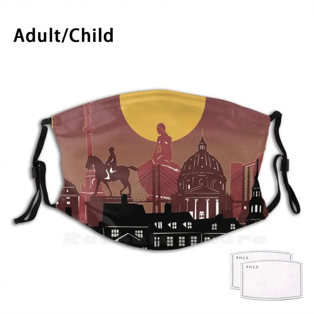 Маска Копенгагена Skyline с принтом моющаяся маска забавным Ротом даты Дания