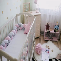 decor baby bedding set cushion bumper for infant bebe crib protector cot bumper room 1m2m3m baby bumper bed braid knot pillow