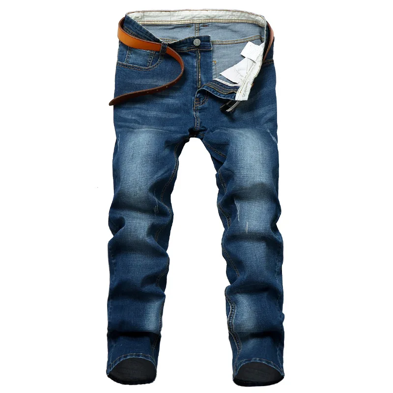 

2020 Jeans Men's Elastic Straight Large Size 48 Men's Simple Style Black Blue Stretch Denim Pants Big Men Plus Size 5XL 6XL 7XL