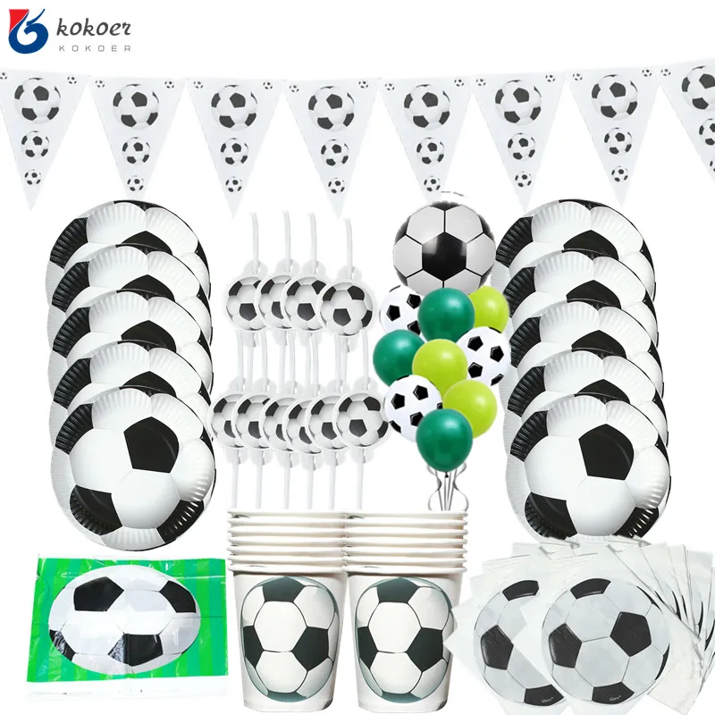 1set Soccer Football Birthday Party Decoration Football Theme Disposable Party Tableware Birthday Party Decor Boy  Party сover party