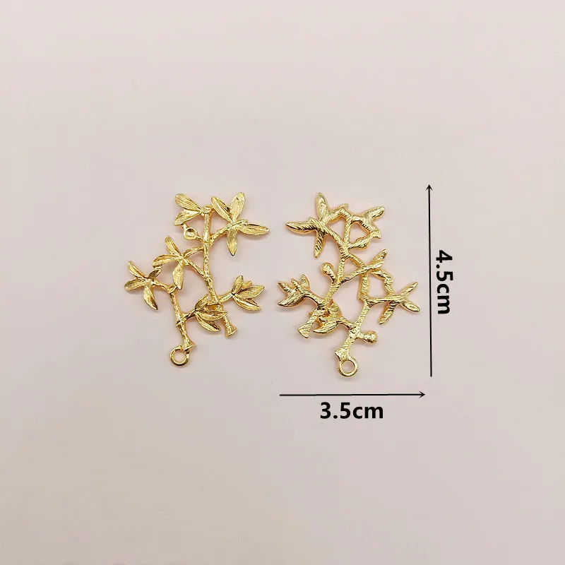 

10pcs/lot Alloy Creative Gold Leaf Pendant Buttons Ornaments Jewelry Earrings Choker Hair DIY Jewelry Accessories Handmade