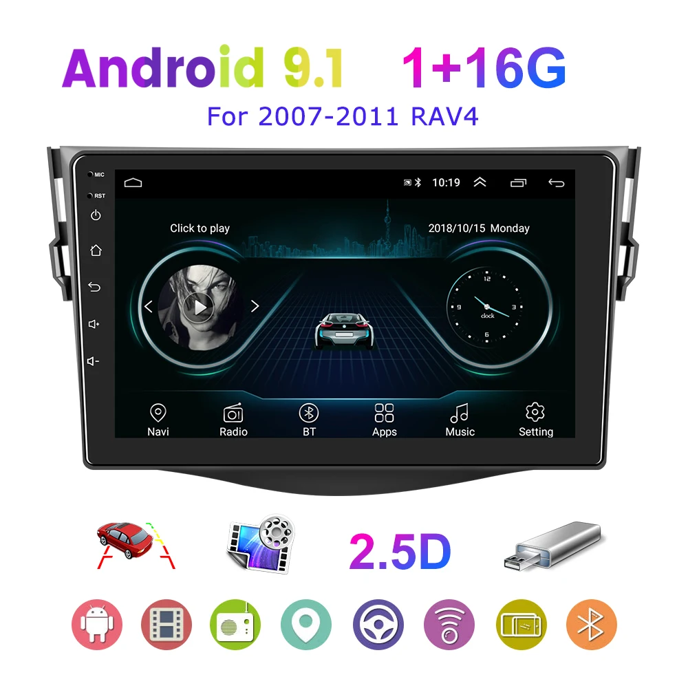 

9 Inches Car Radio Andriod Multimedia Player 1G+16G GPS Navigation WIFI BT Supported for 2007-2011 Toyota RAV4