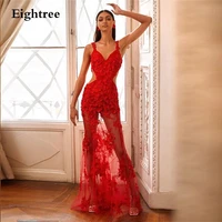 luxury red evening dresses prom v neck pleat mono floor length vestido de fiesta robe de soiree custom made
