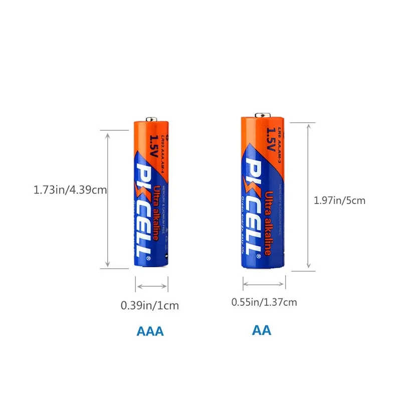 PKCELL 12 шт. AA LR6 + LR03 AAA 1 5 В щелочные батареи однократное использование сухая батарея