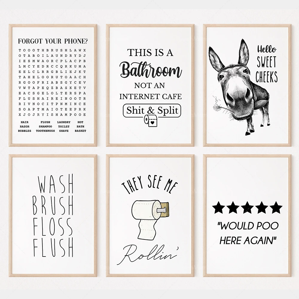

Bathroom print poster, forget your phone, this is not an Internet cafe, wash the printable wall art, will poop here, sweet cheek