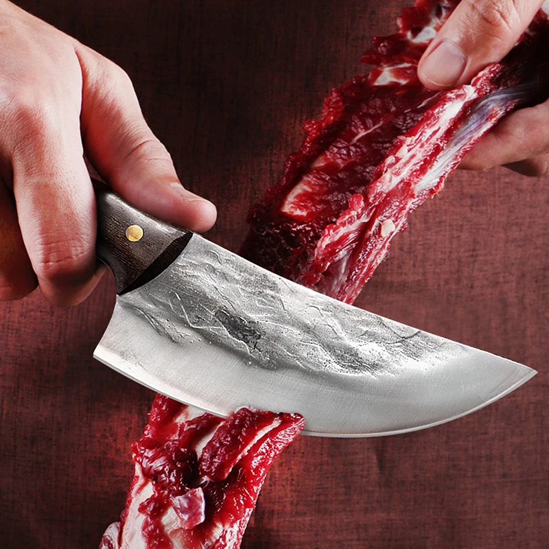 Кованый кухонный нож из нержавеющей стали для мяса нарезки в сербском стиле