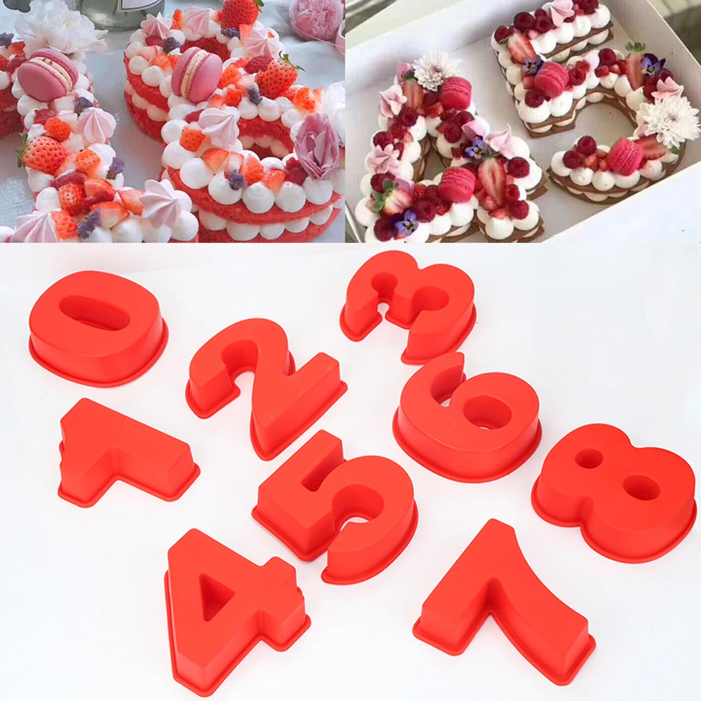 

Number Silicone Mold For Baking Cake Chocolate Cookie Muffin Pastry Ice Cream Fondant Cupcake Biscuit Bread Candy Split Set Tool