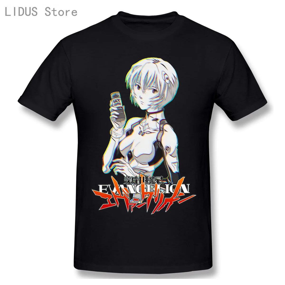 

2021 Fashion Graphic T-shirt Cartoon Anime Evangelion Rei Short Sleeve Casual Men O-neck 100% Cotton T shirt Top