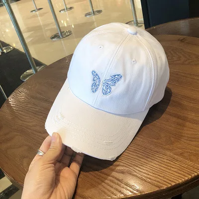 

Butterfly Printing Baseball Cap Black And White Summer Women's Hat Simple Sunshade Girl Cap Fashionable American Style Kpop