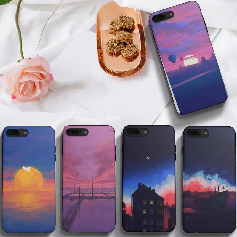 

Sunset In Anime Phone Case For HUAWEI P10 P20 P30 P40 Mate 30 40 Lite Pro Fundas Shell Cover