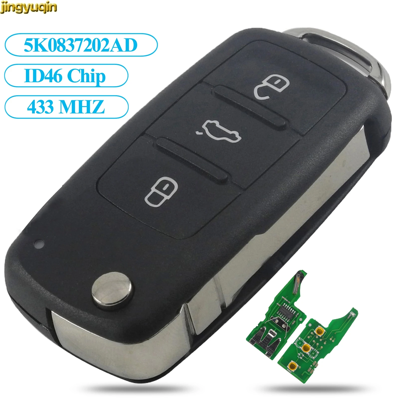 Jingyuqin ключ 434 МГц ID48 чип 5K0837202AD для VW Golf Tiguan Polo Passat CC сиденье Skoda Mk6 Octavia Jetta Beetle 3 BTN