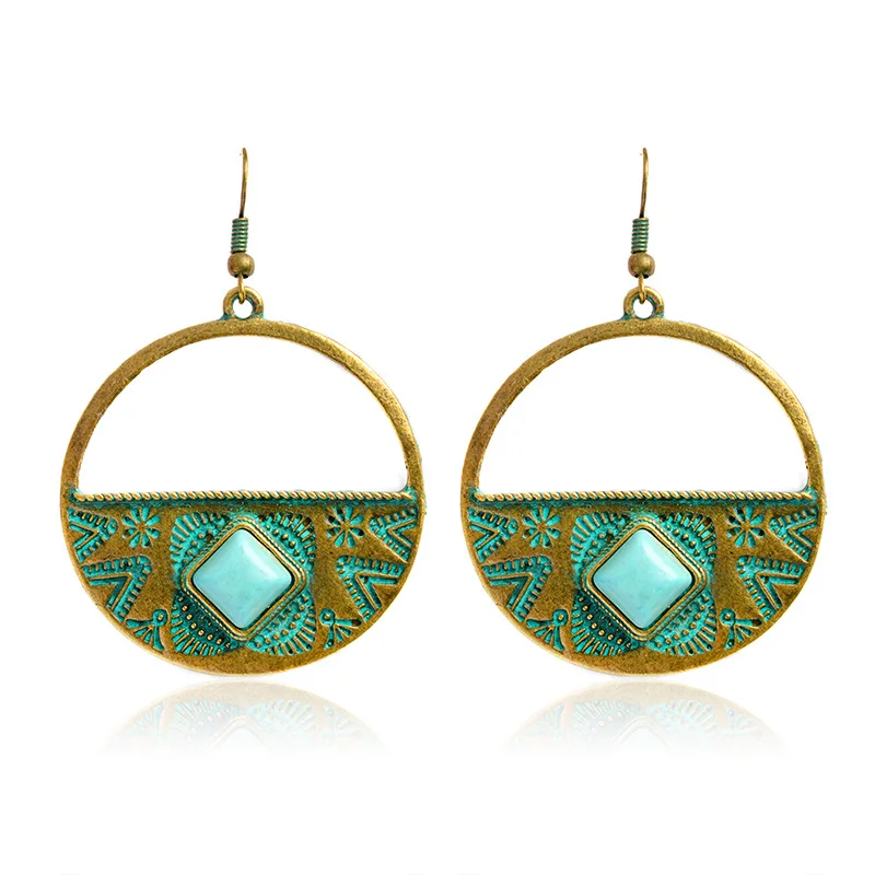 

2020 Fashion Jewelry earings Round carved hollow folk-custom Bohemia drop earings For women