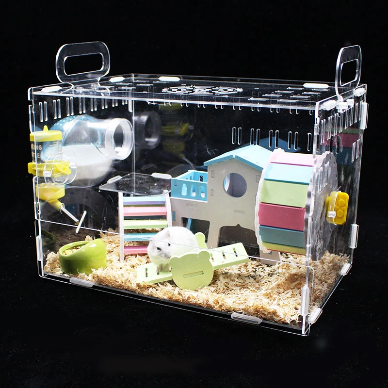 Прозрачный один Слои хомяк дом Акриловые клетки свинки негабаритных вилла