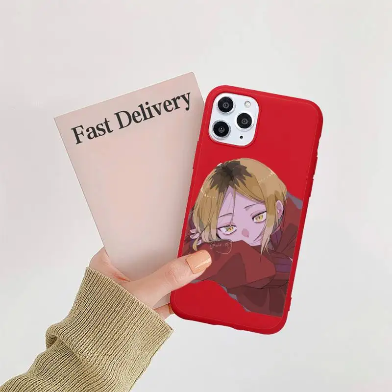 

Cute Japan Anime Oya Haikyuu Phone Case Candy Color Red for iPhone 11 12 pro XS MAX 8 7 6 6S Plus X 5S SE 2020 XR