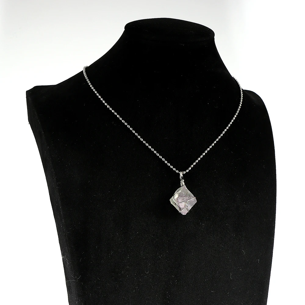 Женское и мужское ожерелье из флюорита с натуральным камнем 15 30 см неправильная