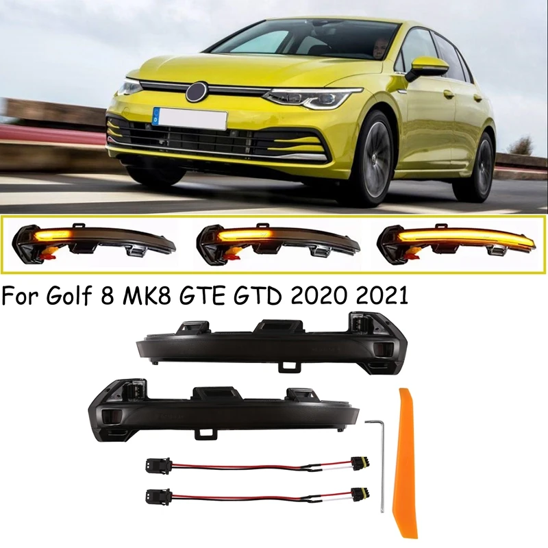 

Автомобильный светодиодный индикатор бокового зеркала, для Golf 8 MK8 GTE GTD 2020 2021, Динамический указатель поворота заднего вида, указатель повор...