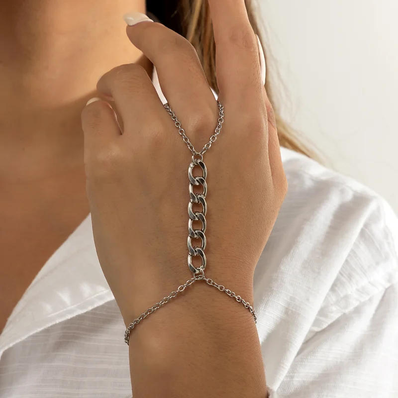 

Modern Jewelry Chain Bracelet Personality Design Popular Style Hip Hop Golden Silvery Color Women Bracelet For Party Gifts