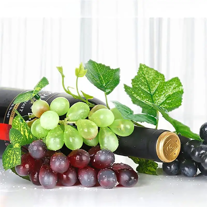 

2pcs Artificial Fruit Grapes Plastic Fake Leaves Christmas Home Garden Wedding Party Decoration Food Photography Props