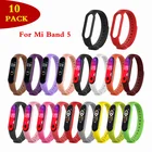 10 шт.упак. мягкий силиконовый ремешок для Xiaomi Mi Band 5, цветной ремешок на запястье для смарт-браслета Mi Band 5, аксессуары