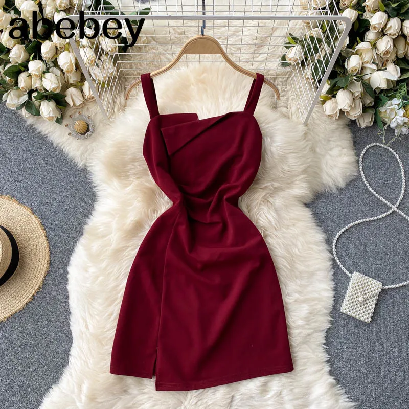 

Women Sexy Backless Strap Dress V Neck Sleeveless Slim Irregular Party Dresses Summer Off Shoulder Ruched Short Dress