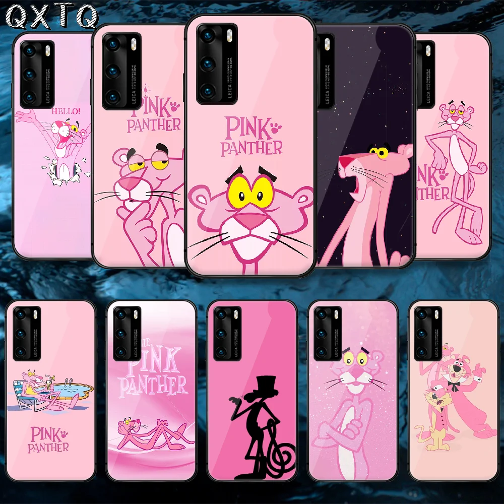 

Cartoon Korea Pink Panther Tempered Glass Phone Case Cover For Huawei Honor Mate P 8 9 10 20 30 40 A X I Pro Lite Smart 2021