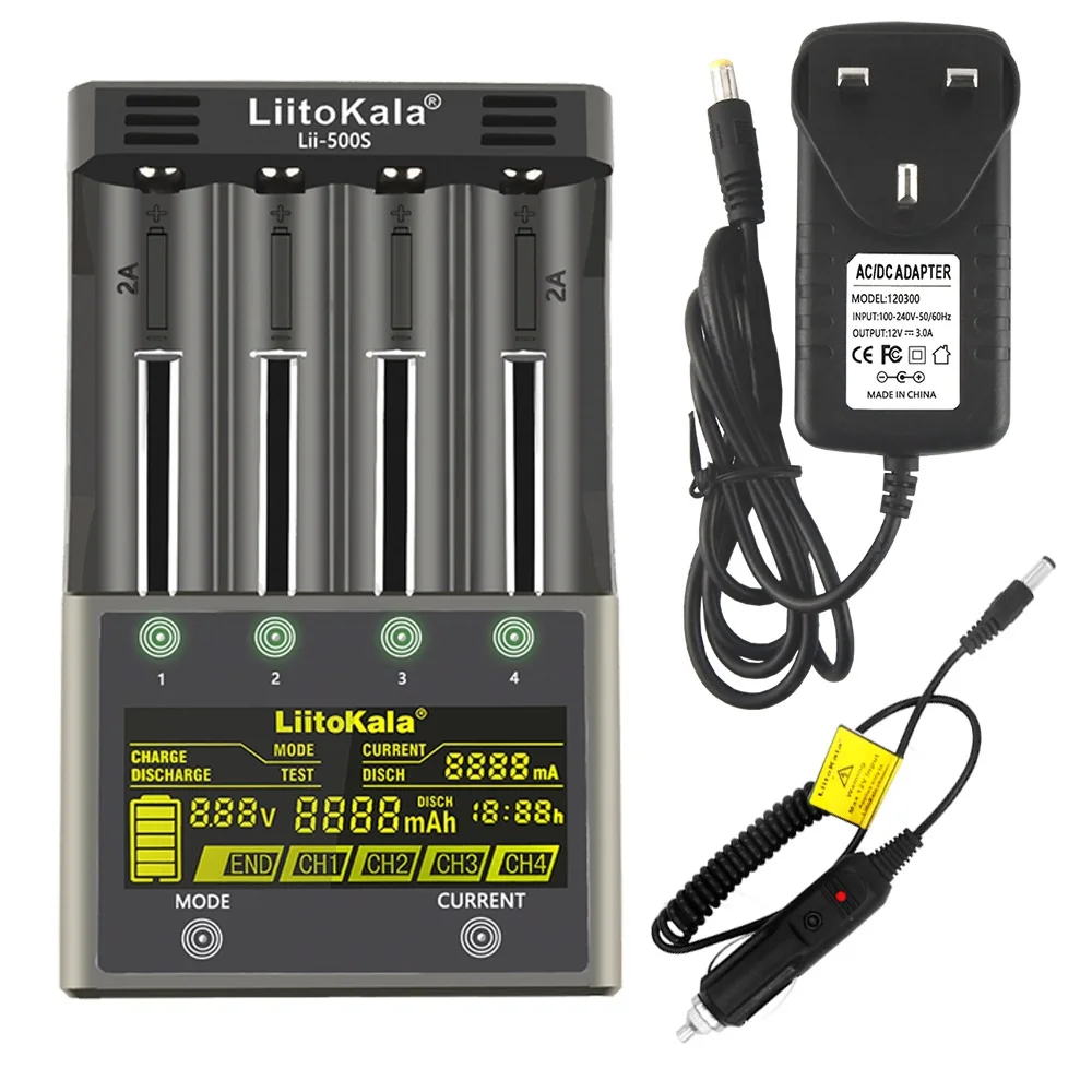 

LiitoKala Lii-S6 Lii-500S Lii-PD4 Lii-500 Attery Charger for 18650 26650 21700 18350 AA AAA 3.7V 1.2V Lithium NiMH Battery