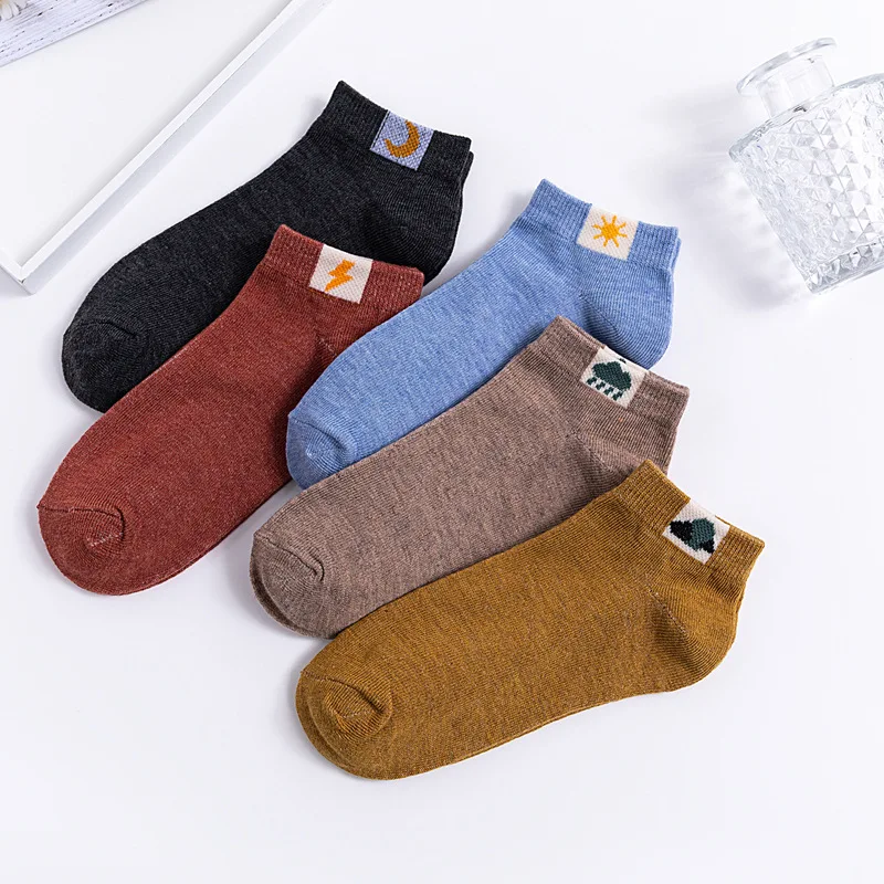 

10 Pairs Women's Socks Men Short Cotton Four Seasons Printed Harajuku Cute Low Tops Cartoon Odorless Sports Ship Socks