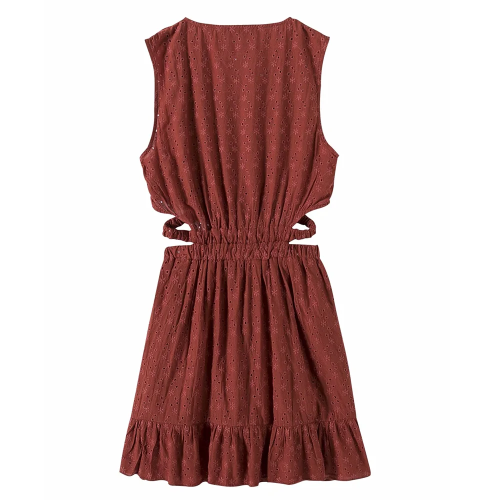 

2021 ZA summer new women's clothing slimming hollow embroidered dress RA 3486386 3486/386