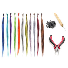 Plumas de pelo sintético multicolor para extensiones de cabello...