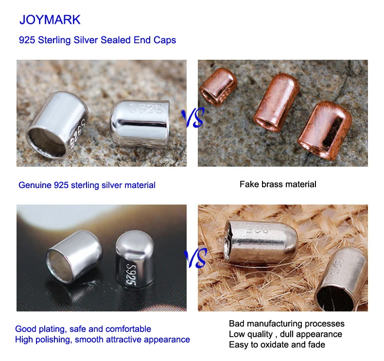 Зажим для шнура из серебра 925 пробы 3 размера 20 шт./лот SSA104