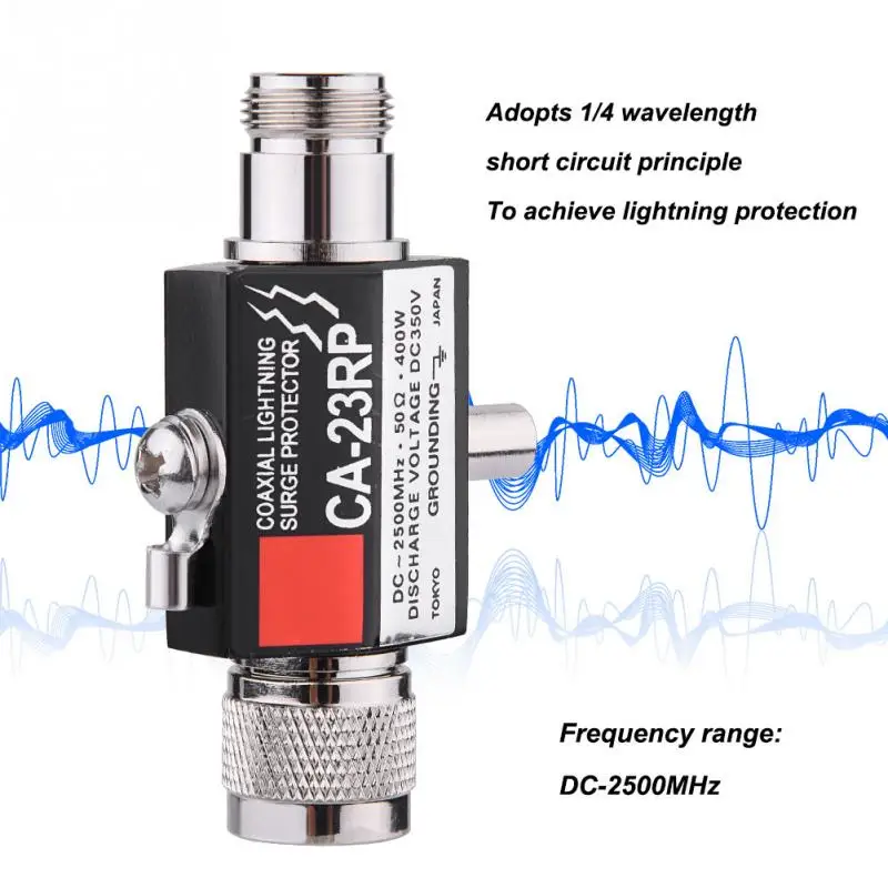 

Lightning Arrestor N Male Plug to N Female Coaxial 0-2.5GHZ 400W CA-23RP 50ohm DC-2500MHz N Connector 400W Protector Arrester