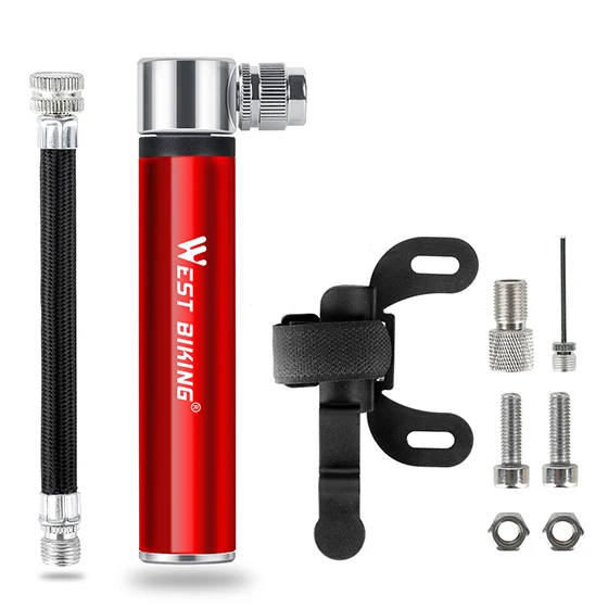 Red 120PSI WEST BIKING 100Psi мини велосипедный насос из алюминиевого сплава ручной воздушный насос для велосипеда насос для шин Schrader Presta клапан MTB дорожный велосипедный насос - Цвет: Red 120PSI