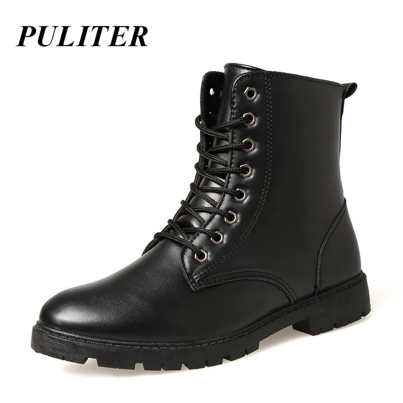 Зимние мужские армейские ботинки Роскошные брендовые кожаные повседневные