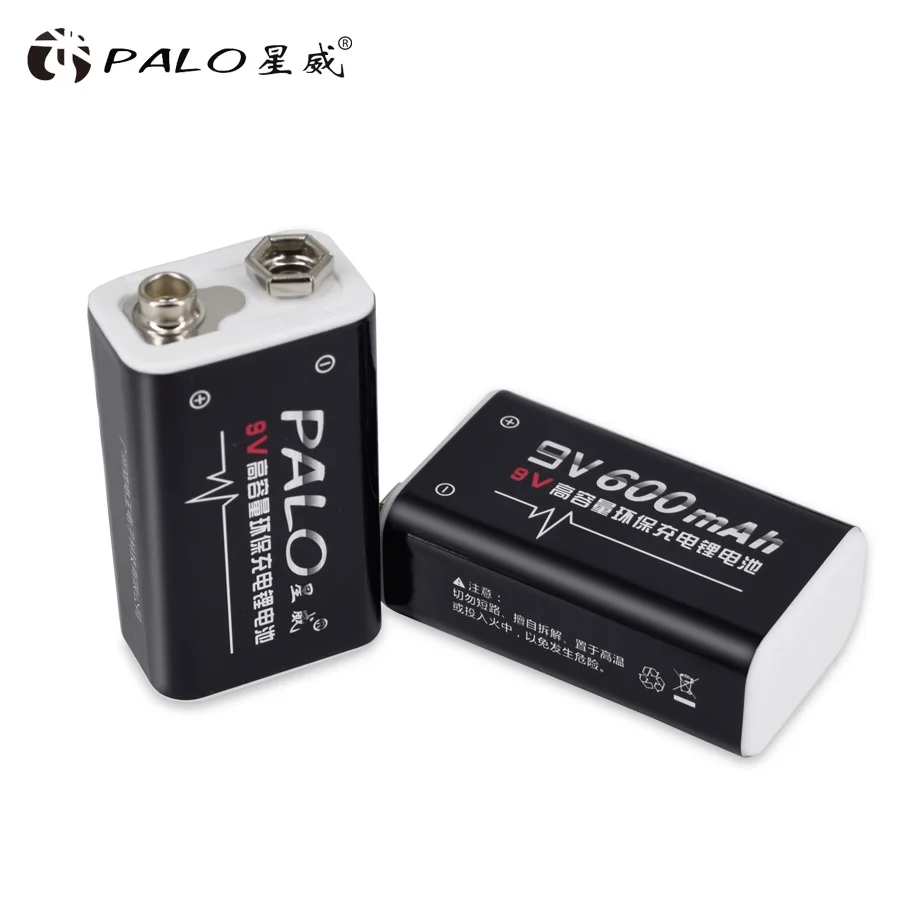 PALO 9v батарея 6F22 006p 9V li ion 600mah Аккумуляторы для цифровой камеры аккумуляторная