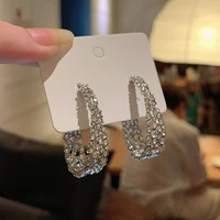 personality exaggerated arc earrings for women girls 925 silver needle korean light luxury rhinestone jewelry
