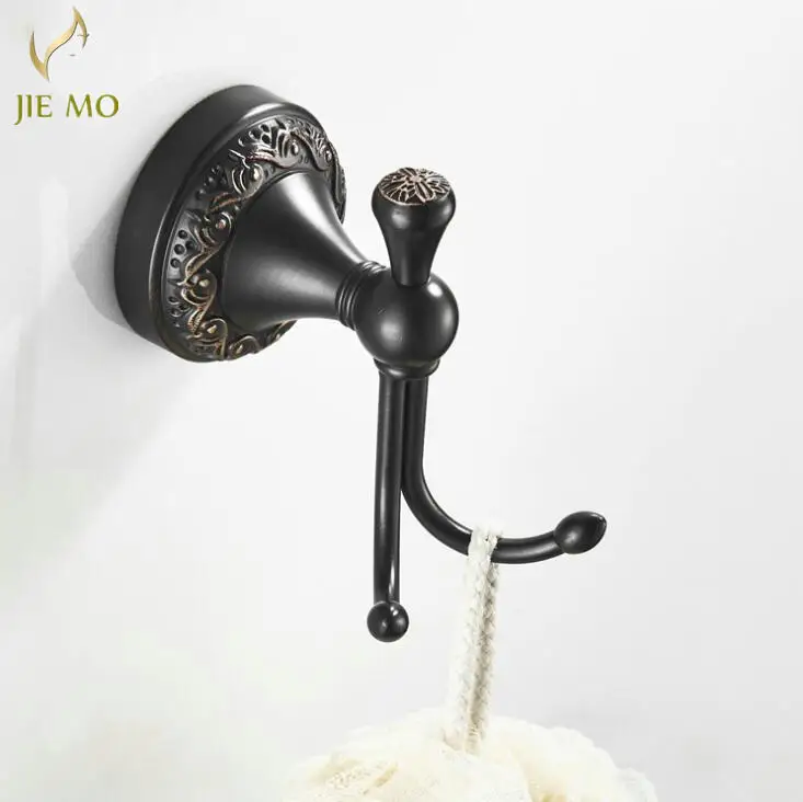 Черные крючки для халата в ванную комнату латунные подвешивания одежды крючок